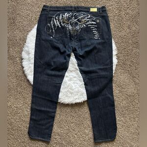 Apple Bottom Jeans Special Edition Vintage Rhinestones Bling Womens Plus Size 24
